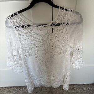 White Bathing Suit Coverup/Top - New Without Tags